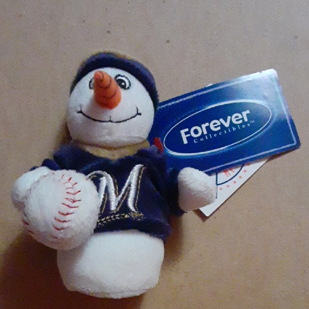 Milwaukee Brewers Forever Collectibles Snowman Plush with Baseball